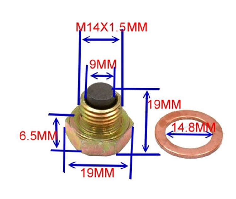 TORNILLO MAGNETICO DRENAJE ACEITE JMP M14 X 1.50 ANILLO SELLADO